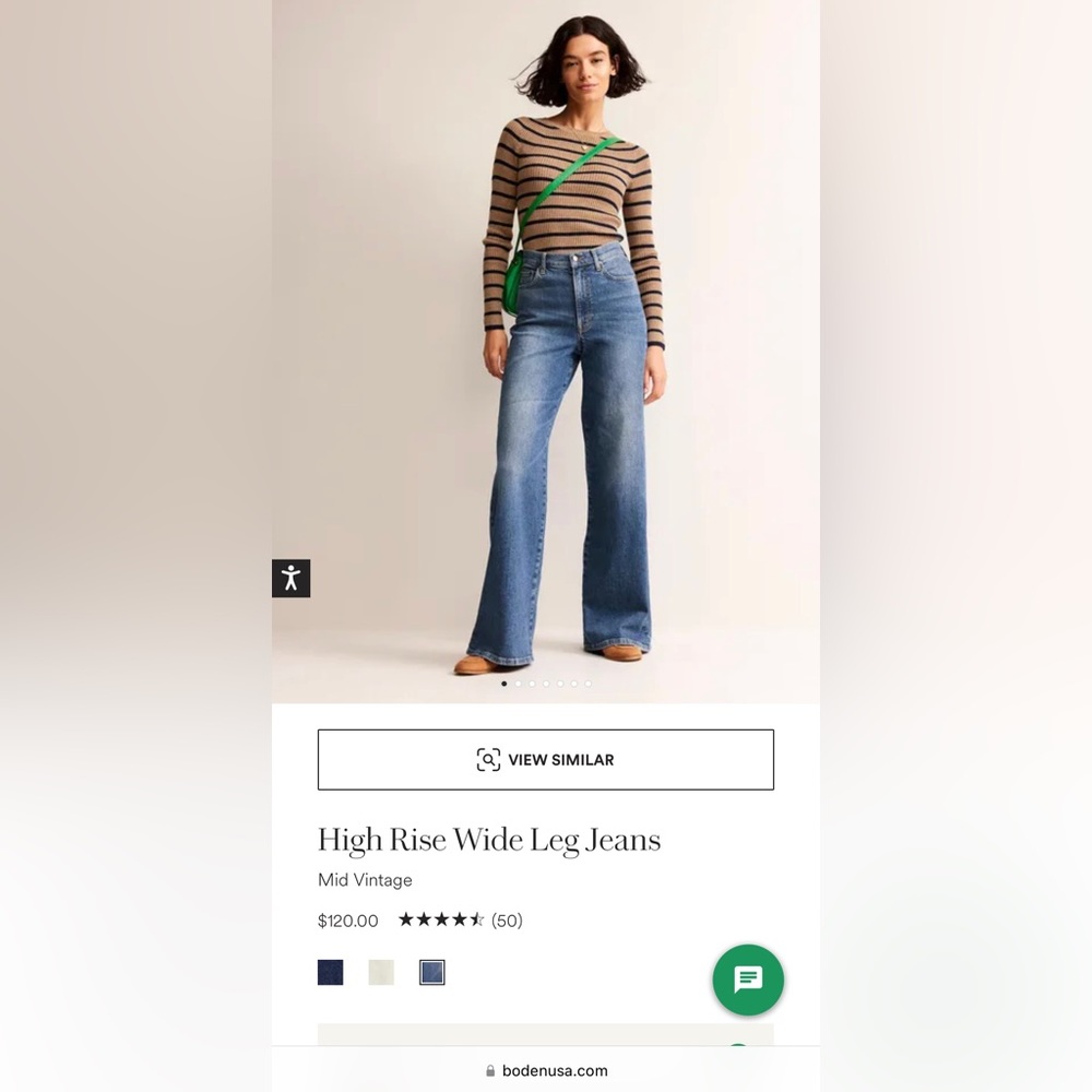 Boden High Rise Wide Leg Jeans